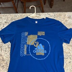 adidas Royal Blue Tee with Gold Accent Graphic